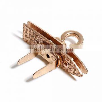Zinc Based Alloy Purse Twist Turn Lock Gold Plated 40mm(1 5/8") x 17mm( 5/8"), 1 Set photo-3