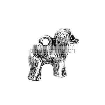 Zinc Based Alloy 3D Charms Dog Animal Antique Silver