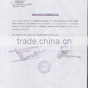FREE SALE CERTIFICATE.