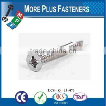 Made in Taiwan Stainless Steel Metric Brass Plated Countersunk Head Phillips Self Driller