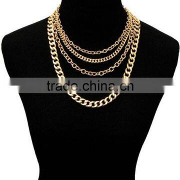 Gold Multi Layering Chain Necklace Thick Chunky Link Statement Jewelry