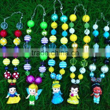 Wholesale The Little Mermaid Kids Bubblegum Necklace cartoon character baby chunky necklace Beautiful necklace A birthday presen