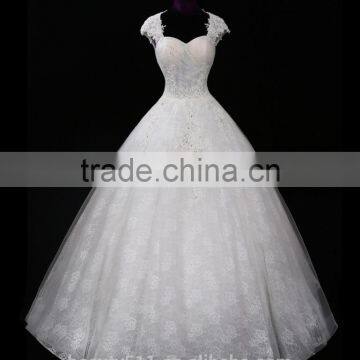 2017 New Design Real Picture Ball Gown Wedding Dress for Fat Women Classic Appliques Sequin Wedding Dress F11601 photo-2