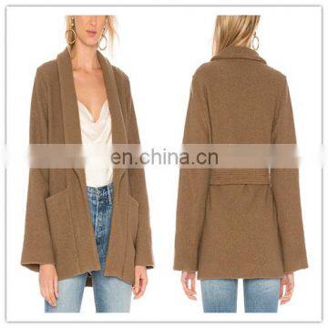 Designer Nice Wool Blend Winter Coats With Tie On Waist