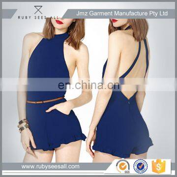 Short Womens Sex Halter Backless Jumpsuit for Summer 2016
