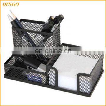 Hot Sale New Design Desktop Storage Metal Wire Mesh Pen Cup Clip Holder Office Stationery Set For Retail