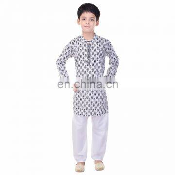 Soundarya new arrival stylish cotton printed kurta payajama set for boys