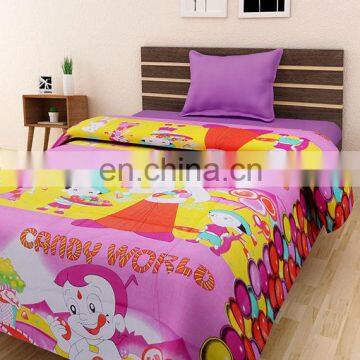 Pink Cotton Printed Single Bed Sheet