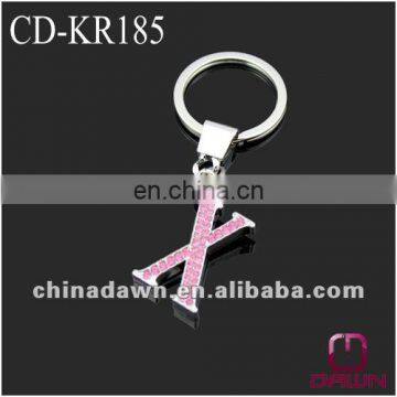 Fashion Gift Metal Bling Letter Keychain with pink diamonds CD-KR185