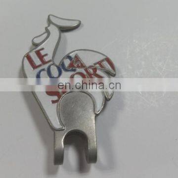 custom golf cock shape hat clip in die struck process and soft enamel technique