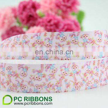 38mm cartoon rabbit print grosgrain webbing