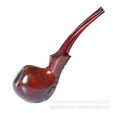 150mm Length Wooden Resin Short Tobacco Pipe With Red Hammer Bend Carving Head for Smoking photo-2