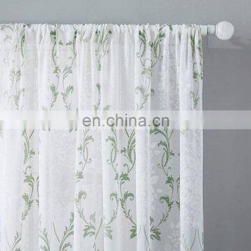 Rod pocket simple floral design printed curtains new