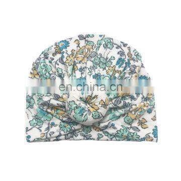 Baby Infant Flower Prints Donut Turban Hat Bowknot Beanie Hats Turban Bun Knot Baby Infant Beanie Baby Girl