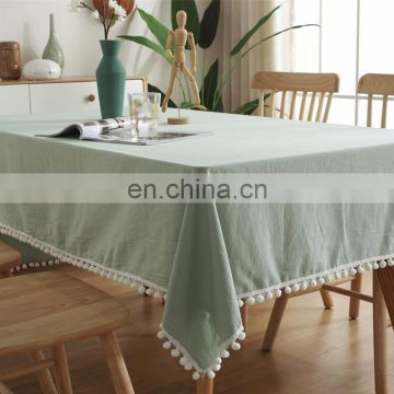 New arrival new pattern black table clothes solid table cloth with pom pom