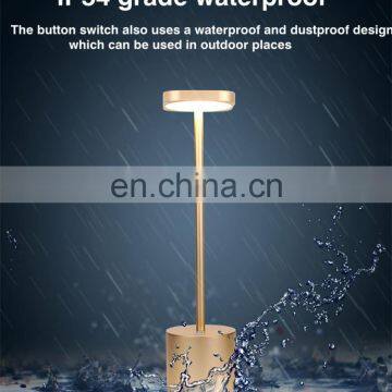 Customed Metal Waterproof IP54 LED Cordless Modern Restaurant Table Lamp Usb Rechargable for Outdoor Dinner