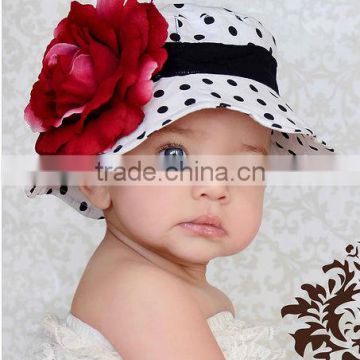 black Dot pretty flower cotton children hat/kids hat/baby hat