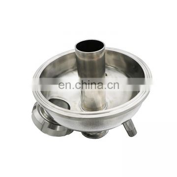 6" Hemispherical extractor lid for reclaim tank with tri clamp ferrule and 4" down tube