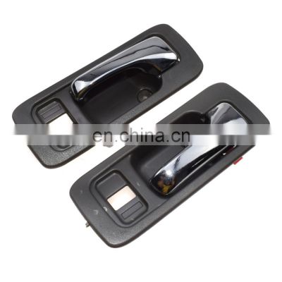 Gray Inside Door Handle Front Pair for 90-93 Honda Accord 4 Door w/ Lock Hole