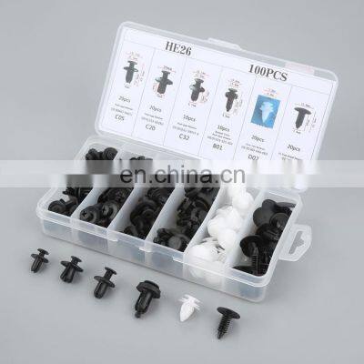 100Pcs Automotive General Purpose Boxed Plastic Buckle Combined Set Clip