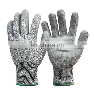 PU Coating Palm Glass Fiber Resistant HPPE Cut Resistant Gloves photo-3