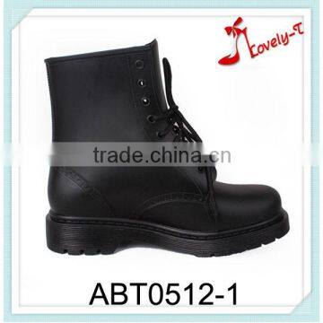 Frosted woman lace up martin boots low heel platform ankle rain boots