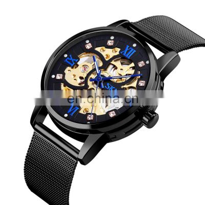 luxury SKMEI 9199 automatic mechanical movement stainless steel men wrist watch