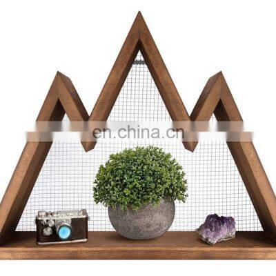 Rustic Triangle Wall Art Geometric Decor Shelf for Nursery photo-4