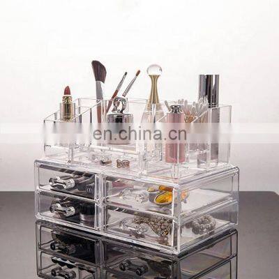 drawers plastic makeup storage box clear acrylic cosmetic tabletop display stand