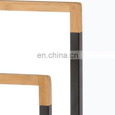 Горячая продажа: настольная ванная полотенцесушилка для дома, двойная бамбуковая полотенцесушилка photo-4