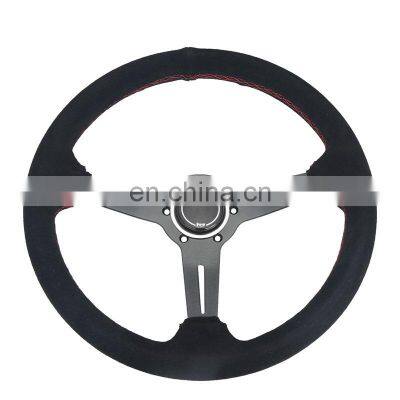 universal 350mm 14 aftermarket parts leather racing Carbon Fiber Spoke steering wheel with horn buttons