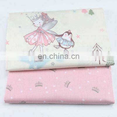 Pink cartoon little princess little Fairy Printed fabric kindergarten girl baby pure cotton children pajamas fabric