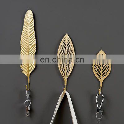 Leaves Shape Iron Hook Nordic Wall Decoration Leaf Key Watch Bags Jewelry Hanging Hook Multifunctional Wall Hanger Rack