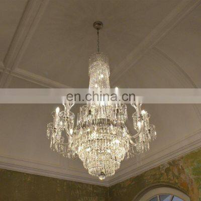 French Empire K9 Luxury Big Crystal Hanging Ceiling Light LED Light Source Glass Lamp Body for Wedding Decorations Hall