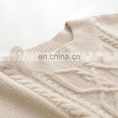New Design 100% Pure Cashmere Pullover Round-Neck Solid Color Sweater Plus Size Casual Winter Wear With Front Logo