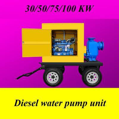 Diesel engine self-priming pump with four-wheel movable