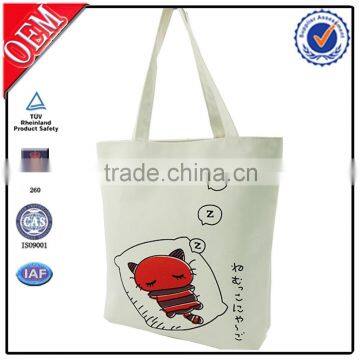 canvas shopping bag with printed cute cat