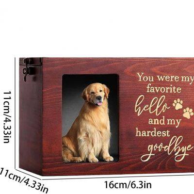 Dog Urn Wooden Cat Urn Photo Display Dog Cremation Box for Ashes, Pet Memorial Box