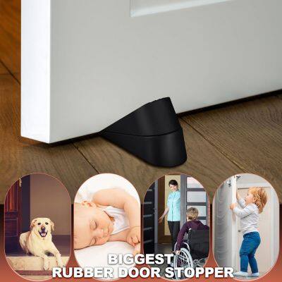 Large Door Stoppers Heavy Duty Rubber Stopper for Bottom of Door Wedge Stopper for Home Office (Black) photo-3