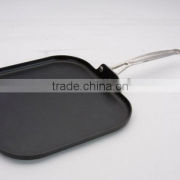 Single Handle Anodized Aluminum Grill Pan