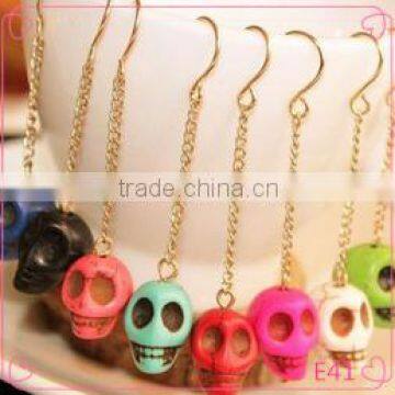 Wholesale hand carved South Jade human cute skull pendant earrings