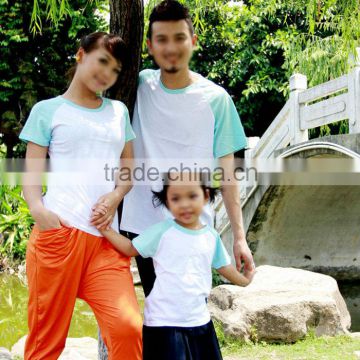 Family parent-child outfit Sublimation 100% polyester Raglan T-shirt,custom polyester T-shit,blank t-shirt for printing