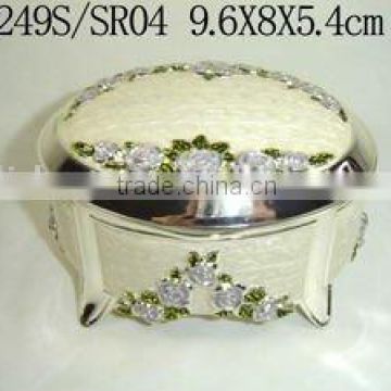 Elegant Bowl Enamel Silver Metal Necklace Box