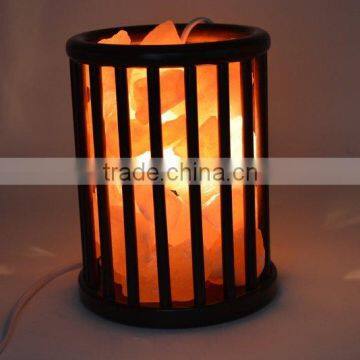 Himalayan Natural Rock Salt Lamp With Wood Art photo-2