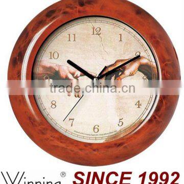 Wooden Color Plastic Material Design Art Painting Wall Clock