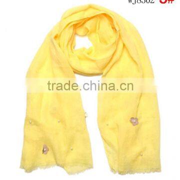 2015 Autumn Winter Newest Small Flower Applique Pearl Beads Fixed Soft Cotton Baby Girl Scarf photo-5