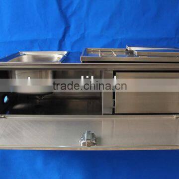 stainless steel camper trailer tailgate kitchen