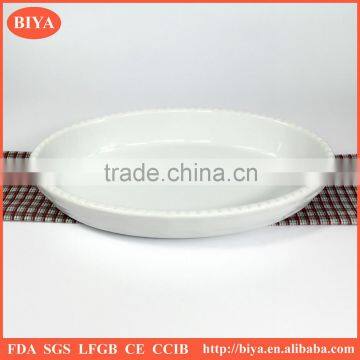 baking plate ceramic big size oval egg shape porcelain baking pan, dinner roast ellipse plate,rastaurant buffet pan flower