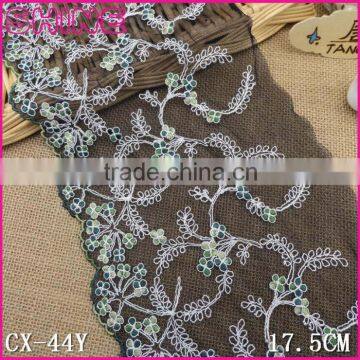 MSDS Factory fashion cheap black net 17.5cm nylon embroidery Lace fabric for kids clothing