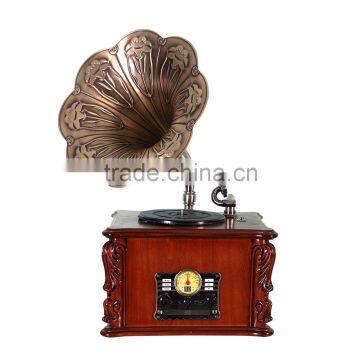 antique wooden,turntable vinyl record player gramophone with CD/MP3/cassette radio/bluetooth/usb player usb encoding